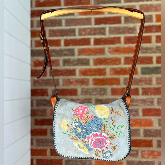 PATRICIA NASH Cross Stitch Positano Floral Saddle Bag - Picture 2 of 16